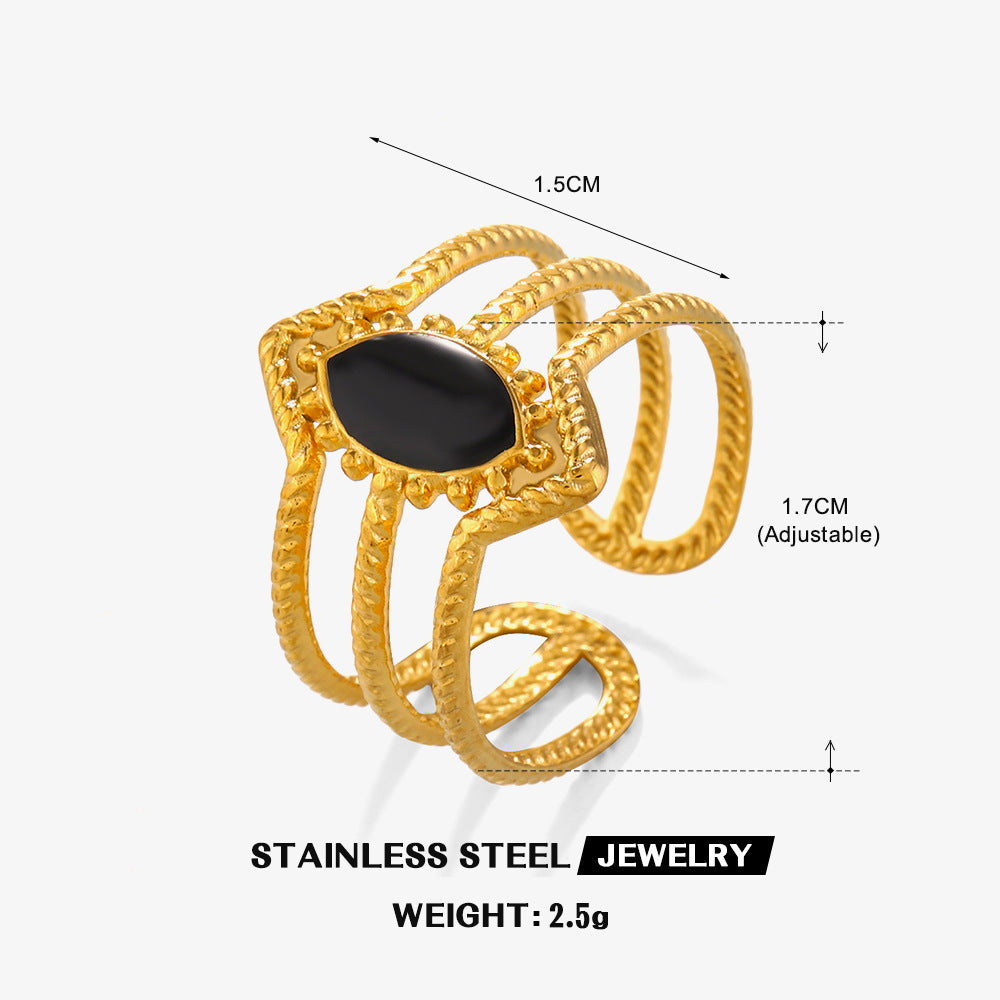 Retro Elegant Stainless Steel Diamond Female Personality Fashion Rings