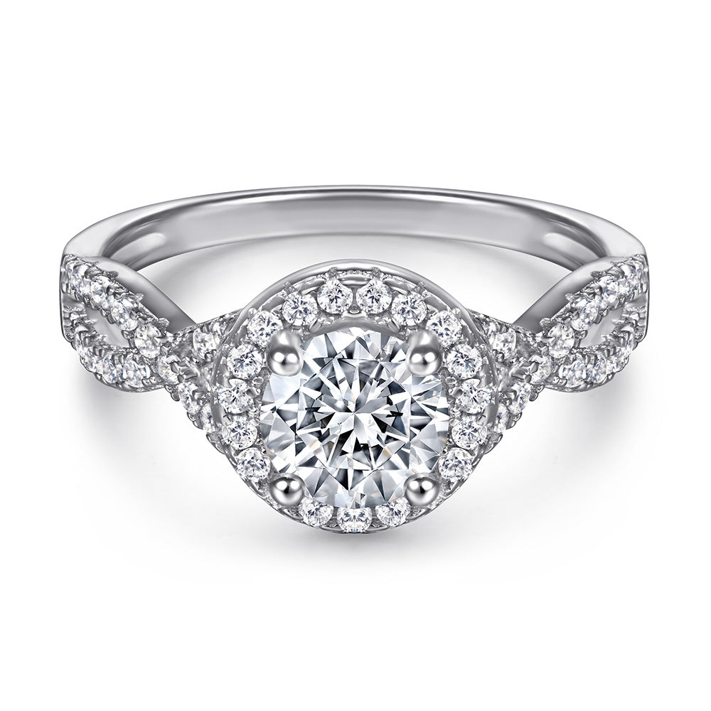 Women's Fashion Sier Sterling Zircon Single Row Rings
