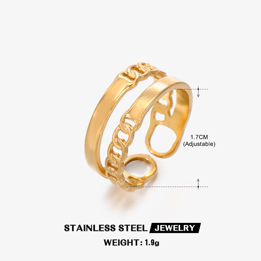 Stainless Steel Chain Stylish Opening Adjustable Rings