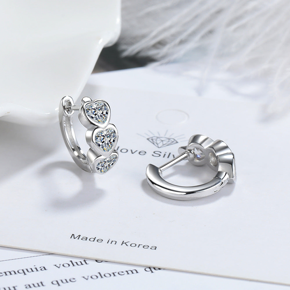 Diamond Ear Blue Zircon Female Temperament Earrings