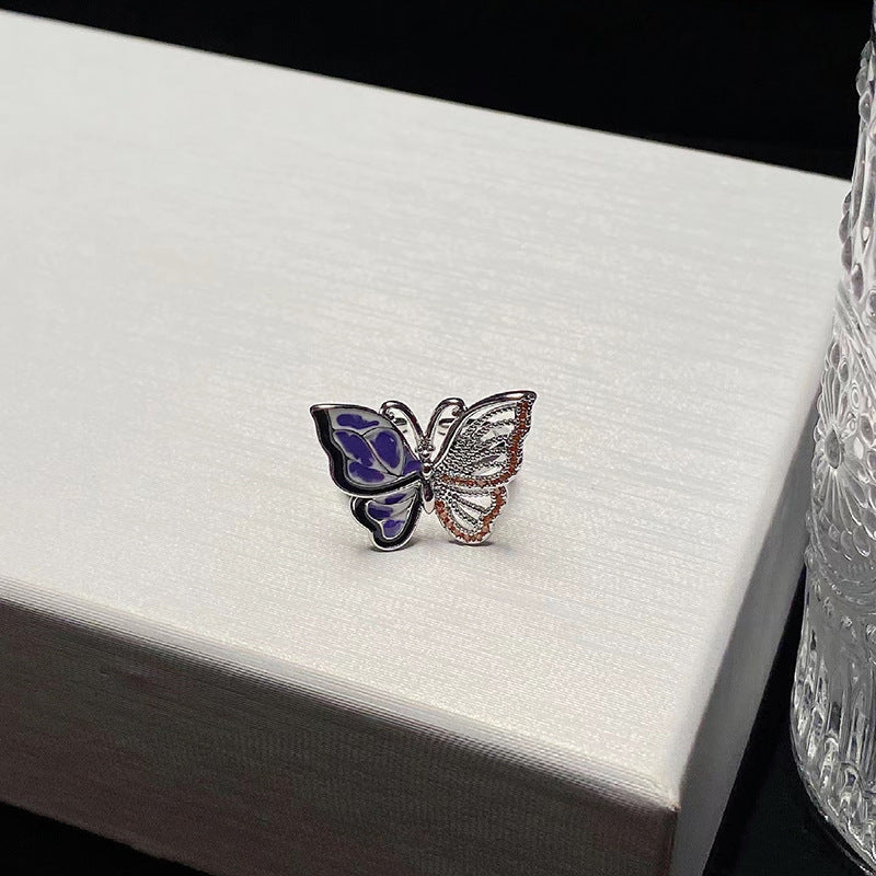 Painting Niche Butterfly Series Drip Open Rings