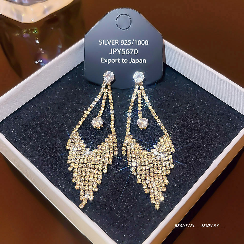 Women's Zircon Tassel High-grade Light Luxury Delicate Earrings