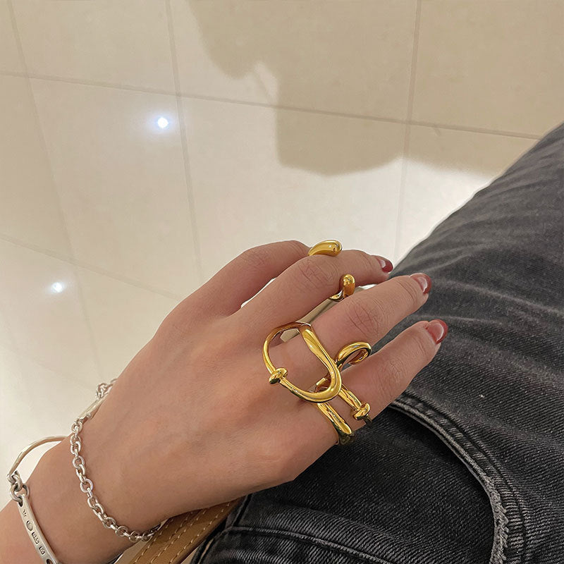 Three-dimensional Shape Twisted Advanced Design Open Disco Rings