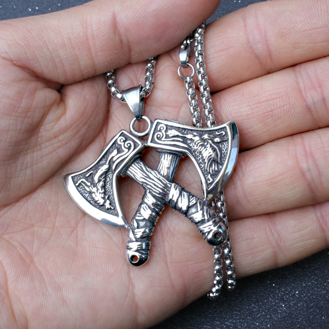 Men's Vintage Cross Ghost Head Titanium Fashion Necklaces