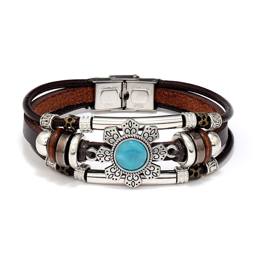 Retro Ethnic Style Turquoise Cat's Eye Bracelets