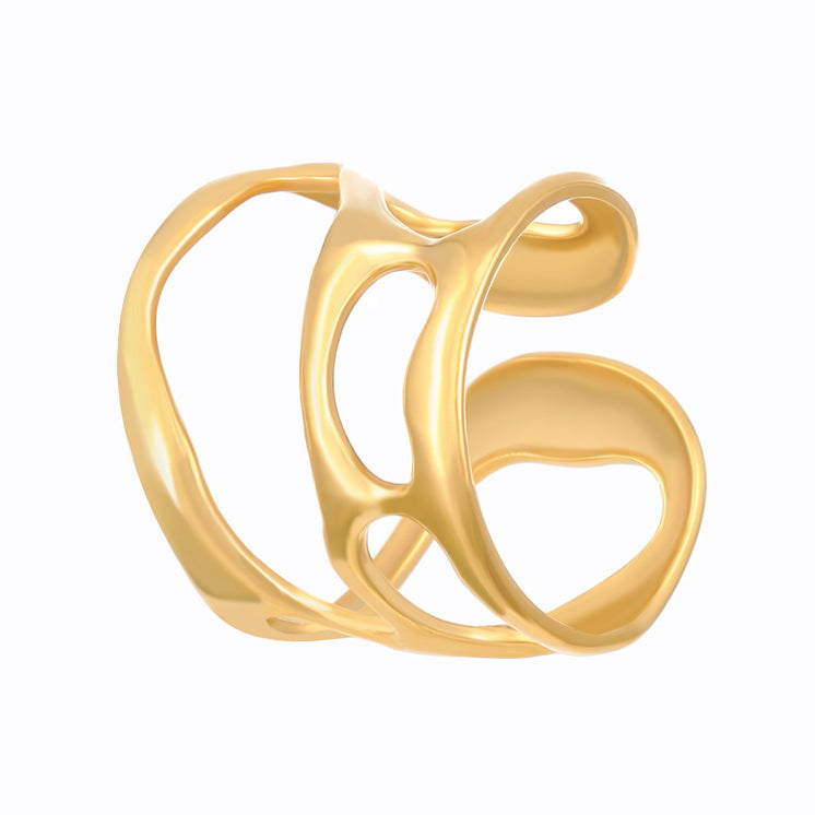 Advanced Exaggerated Stainless Steel Female Flower Rings