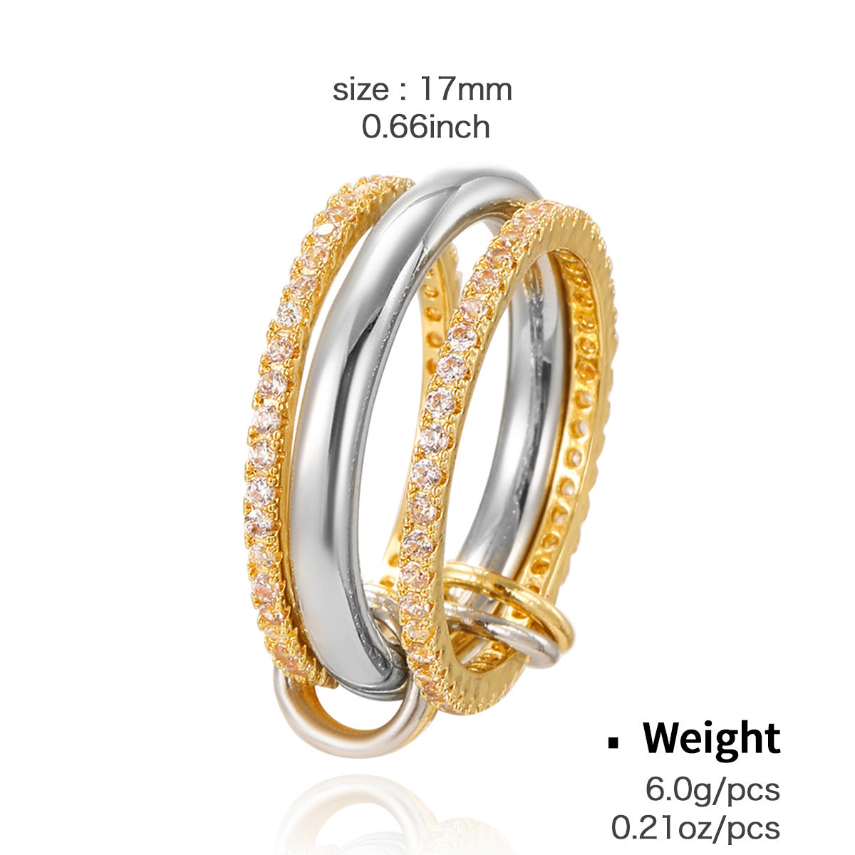 Copper Plated Real Gold Inlaid Zircon Rings
