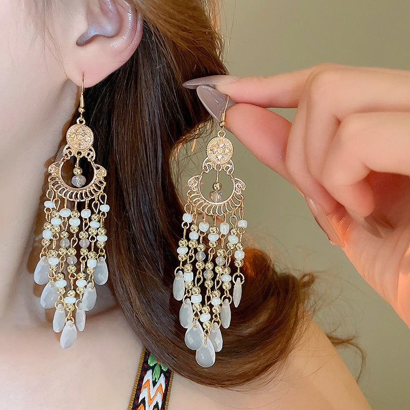 Sier Needle Ethnic Style Artificial Crystal Rings