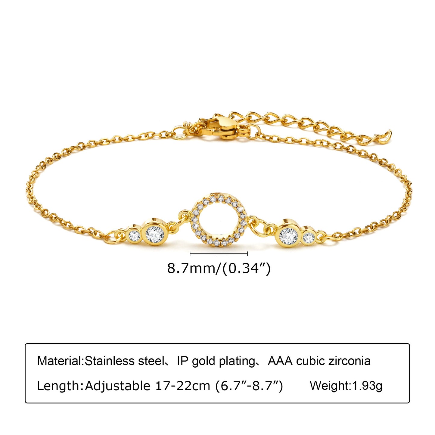 Women's Jewelry Stainless Steel Zircon Adjustable Gold Bracelets