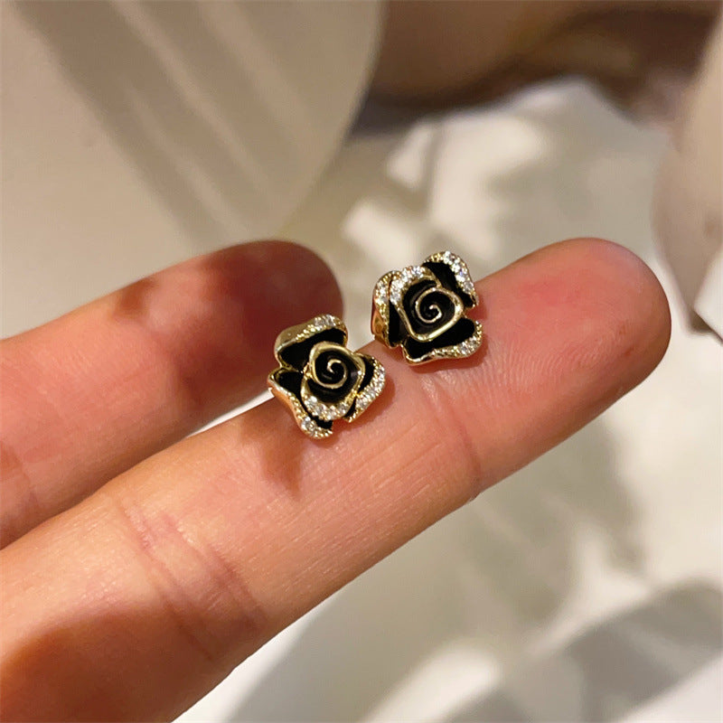 Sier Needle Elegant Camellia Korean Style Earrings