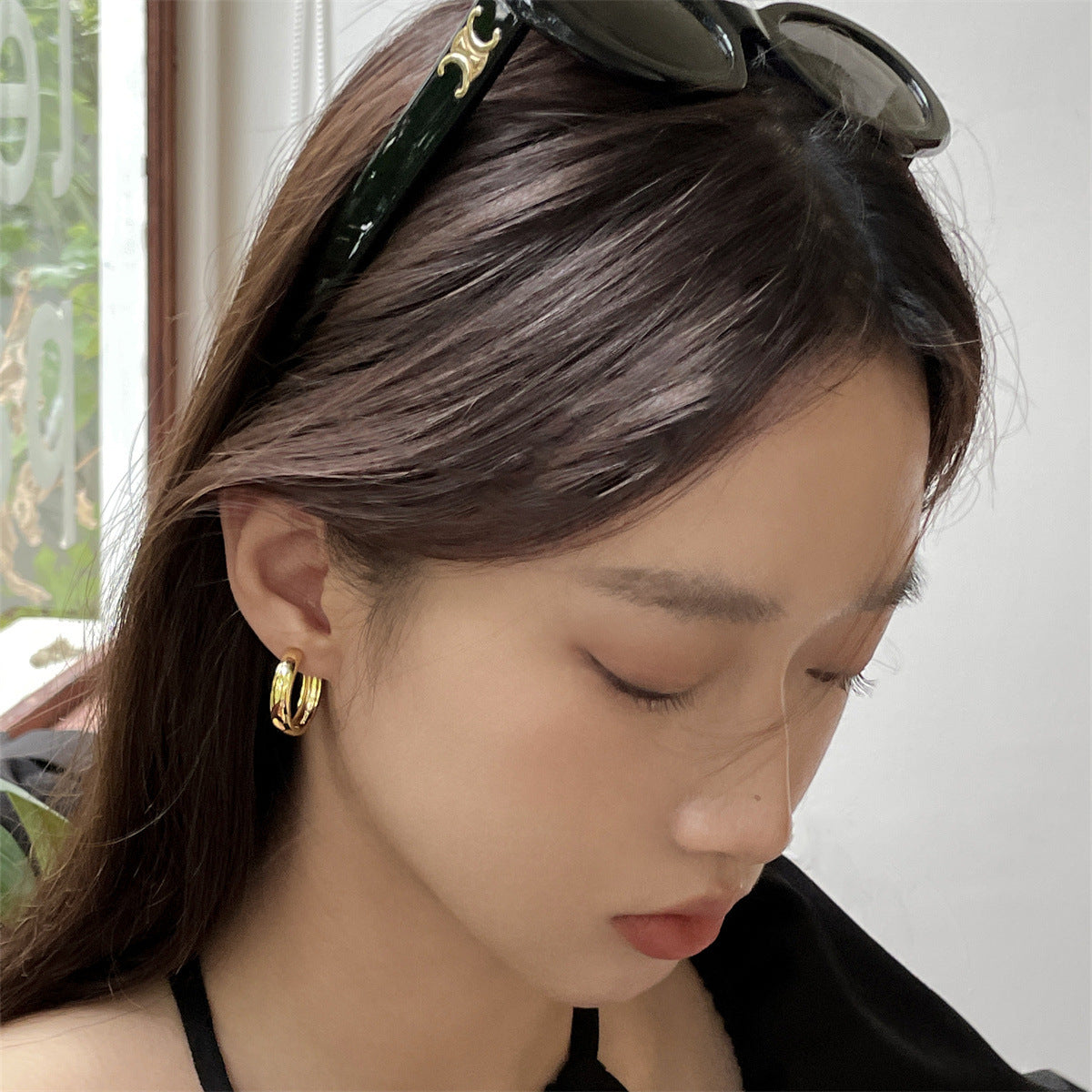 Simple Elegant Circle Ear Clip High-grade Cold Female Sier Earrings