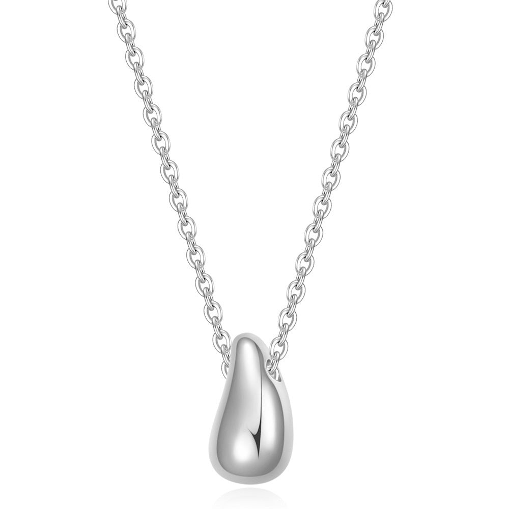 Women's Stainless Steel Teardrop Glossy Thick Dome Necklaces