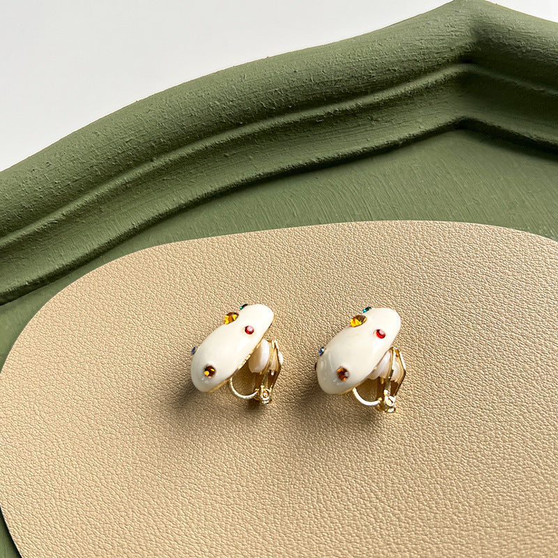 Jewelry Toffee Enamel Colorful Crystals Milky Earrings