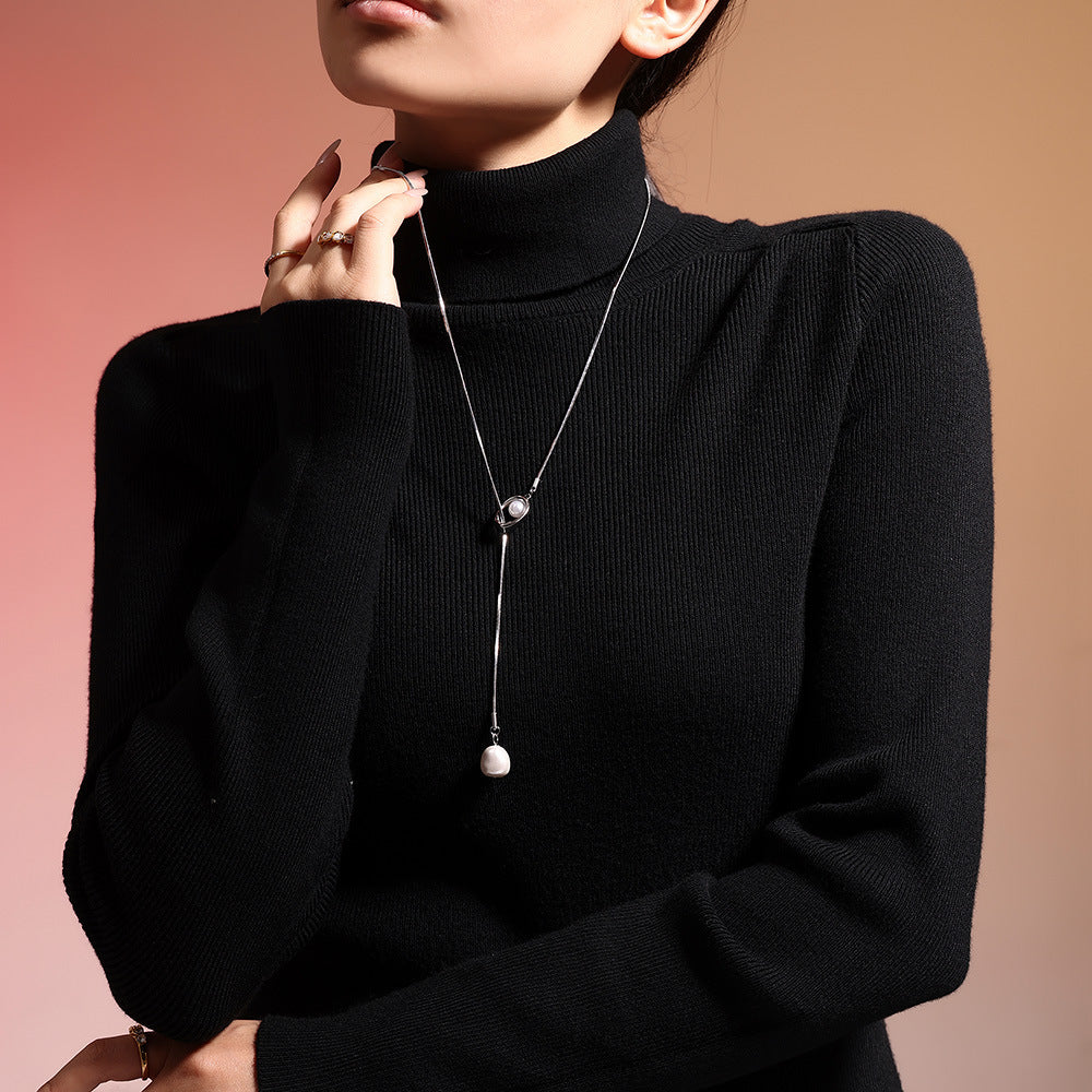 Women's Imitation Pearl Long Pull Sweater Chain Necklaces