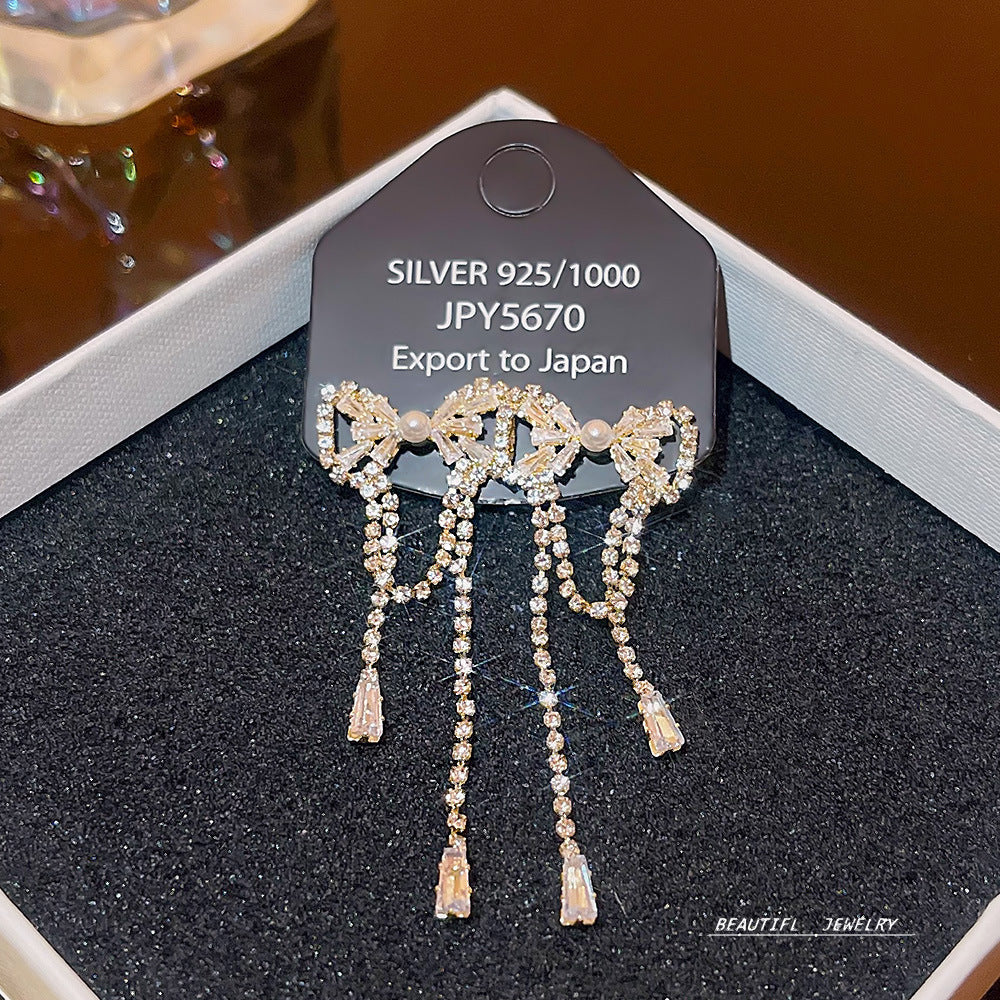 Women's Zircon Tassel High-grade Light Luxury Delicate Earrings