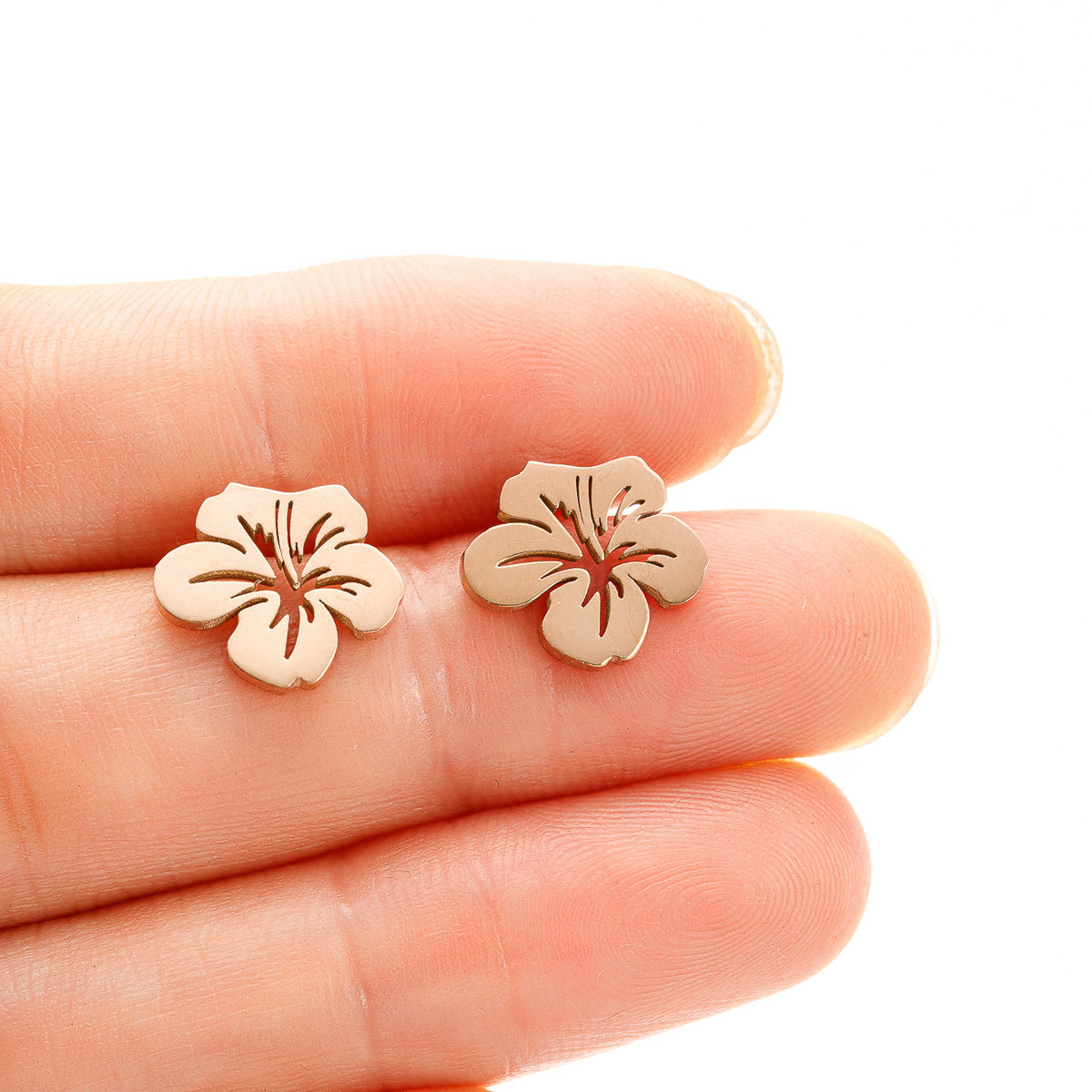 Steel Hollow Flower French Minority Retro Earrings