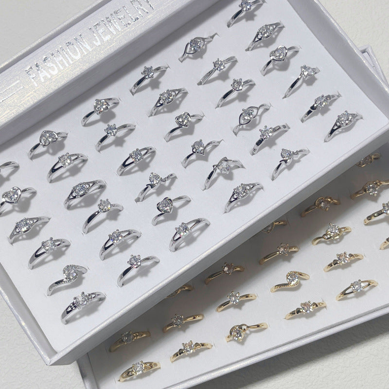 Simple Fashion Zircon Female Romantic Diamond Proposal High Rings