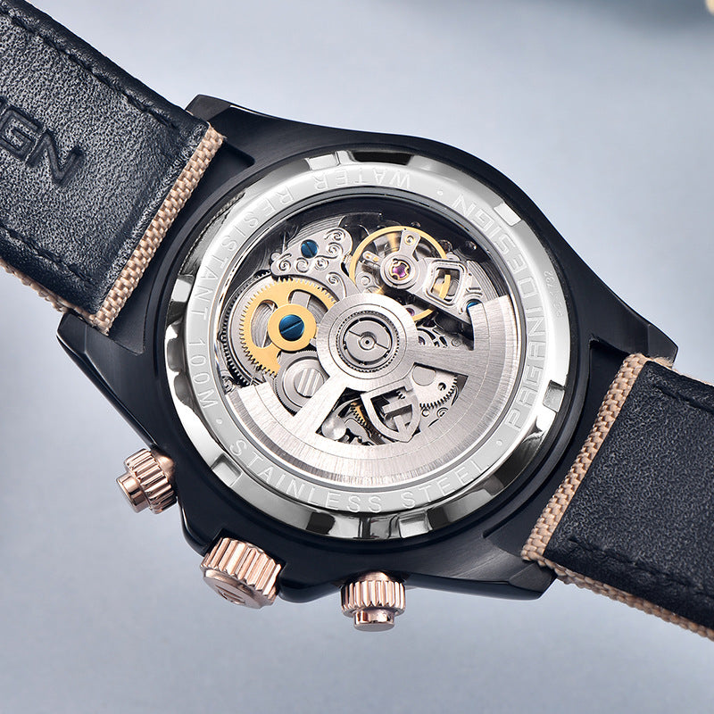 Men's Watch Automatic Stainless Steel Waterproof Hollow Mechanical Watches