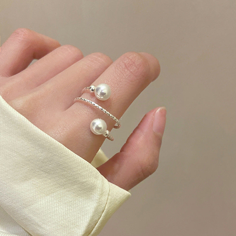 Electroplated Freshwater Pearl Zircon Stitching Butterfly Exquisite Rings