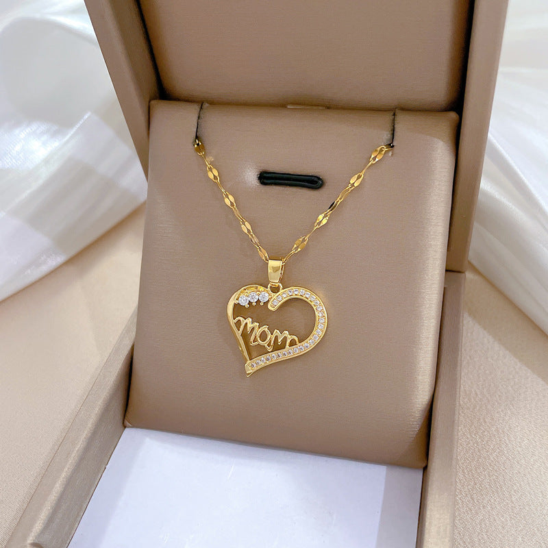 Steel Light Luxury Full Diamond Design Temperament Necklaces
