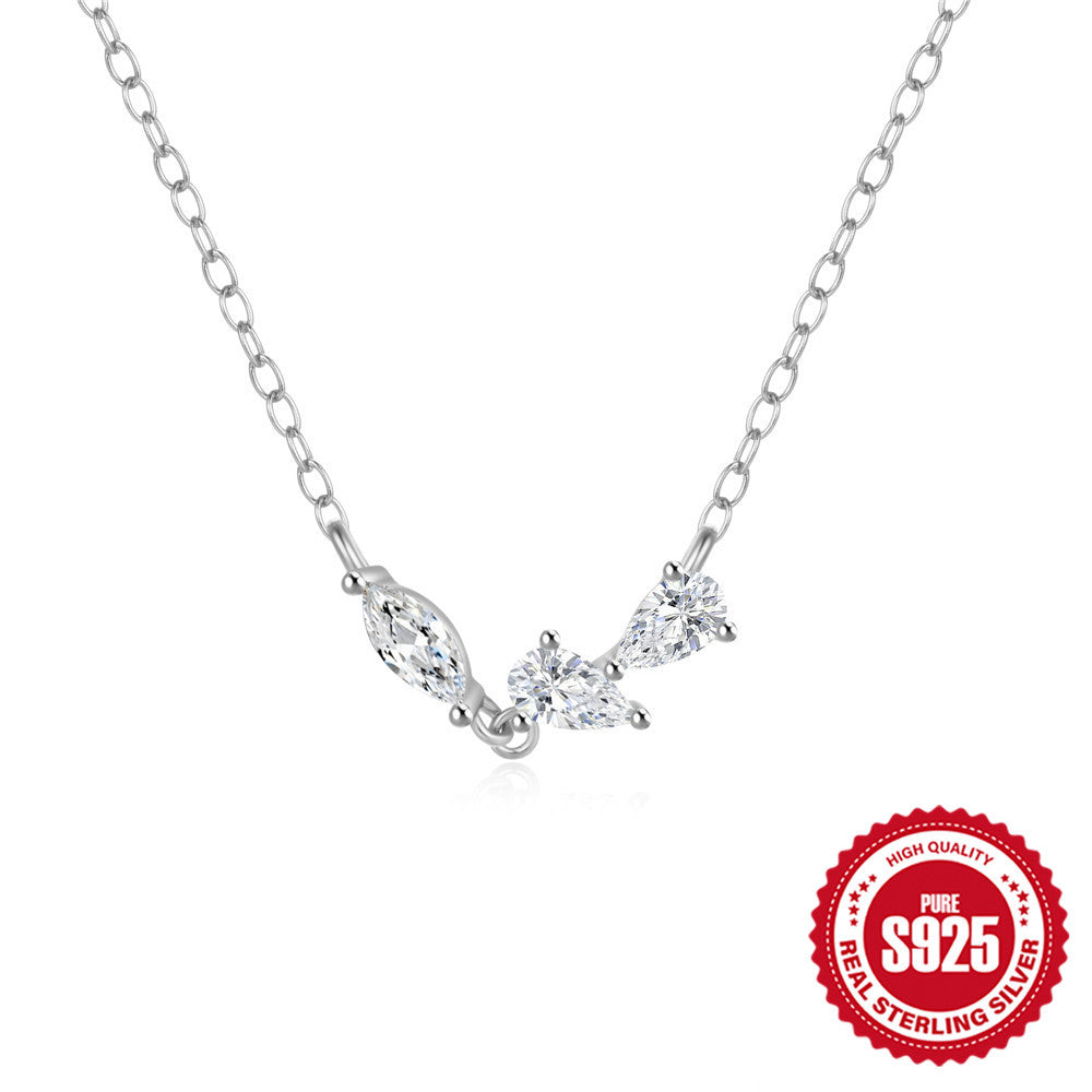 Sterling Sier Cluster Jeweled Clavicle Dignified Necklaces