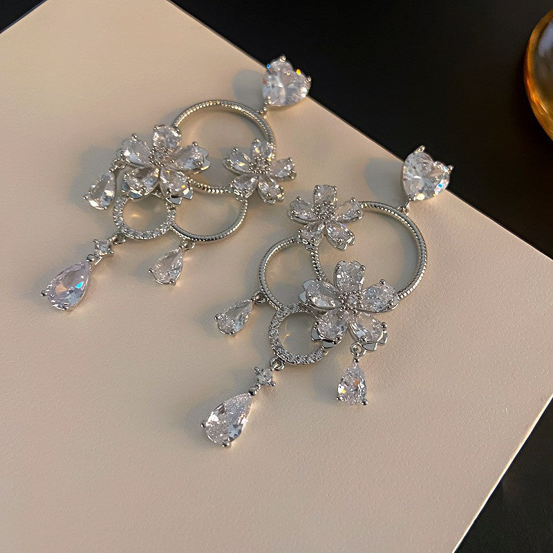 Fashion Zirconia Micro Inlaid Zircon Long Earrings
