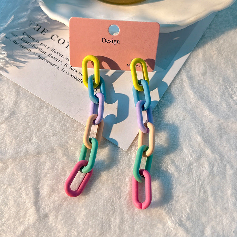 Fashion Design Candy Color Chain Female Dopamine Rings