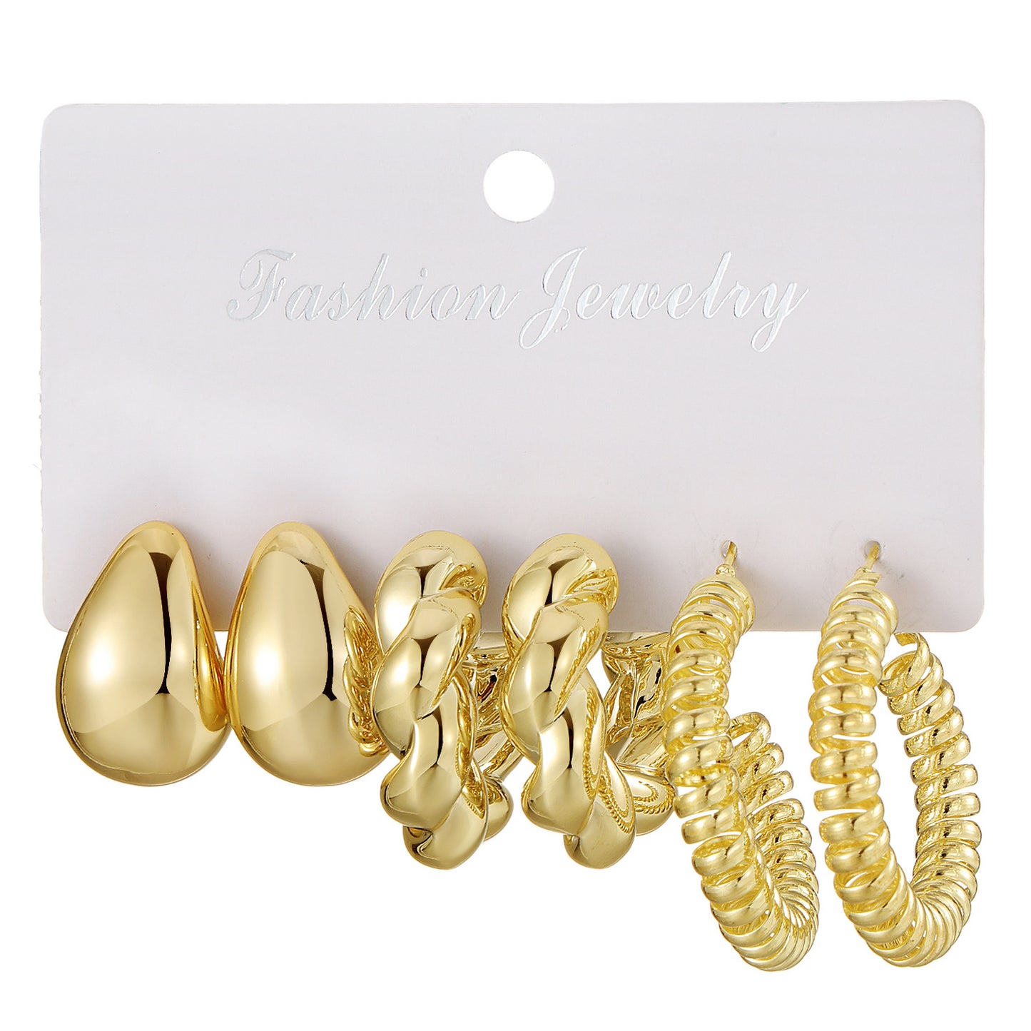 Type Irregular Card Set White Gold Color Earrings
