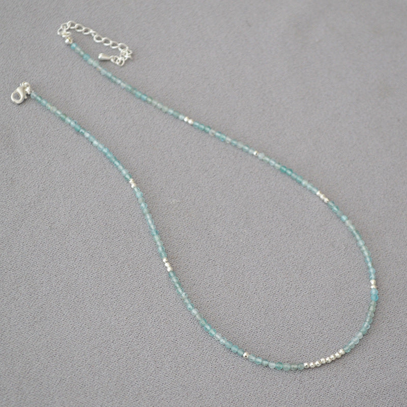 Fresh Elegant Minority Simple Aquamarine Real Necklaces