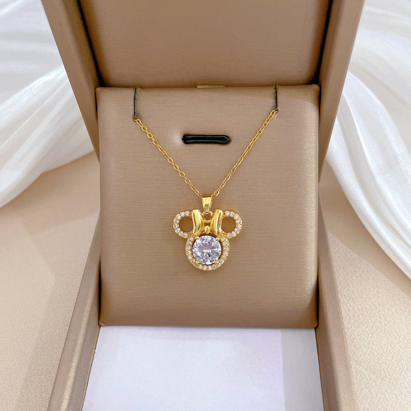 Steel Light Luxury Full Diamond Design Temperament Necklaces
