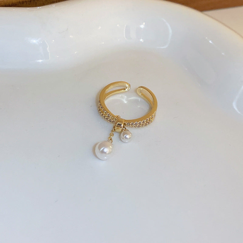 Pearl Zircon Letter Open Special Interest Light Rings
