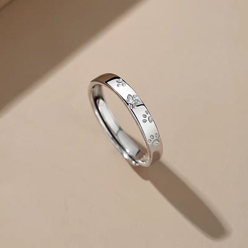 Women's & Men's Cat Couple For Cat's Paw Design Valentine's Rings