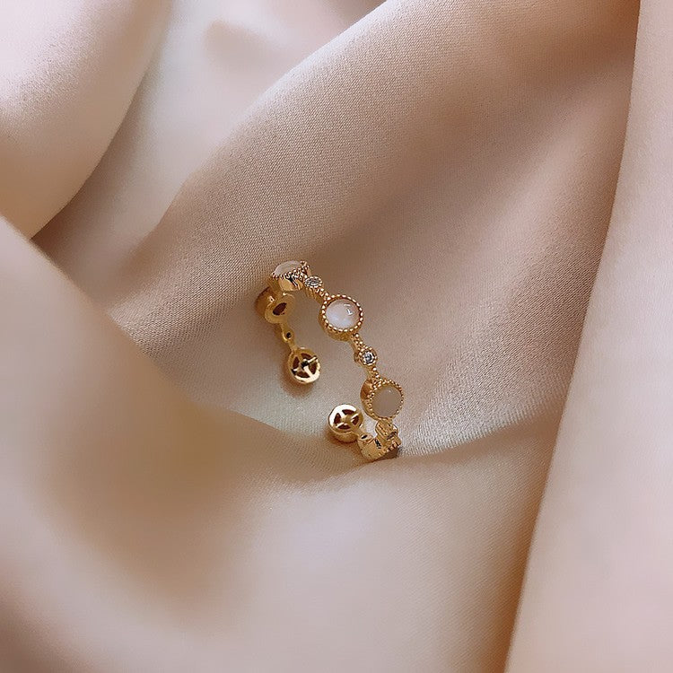 Pearl Zircon Letter Open Special Interest Light Rings