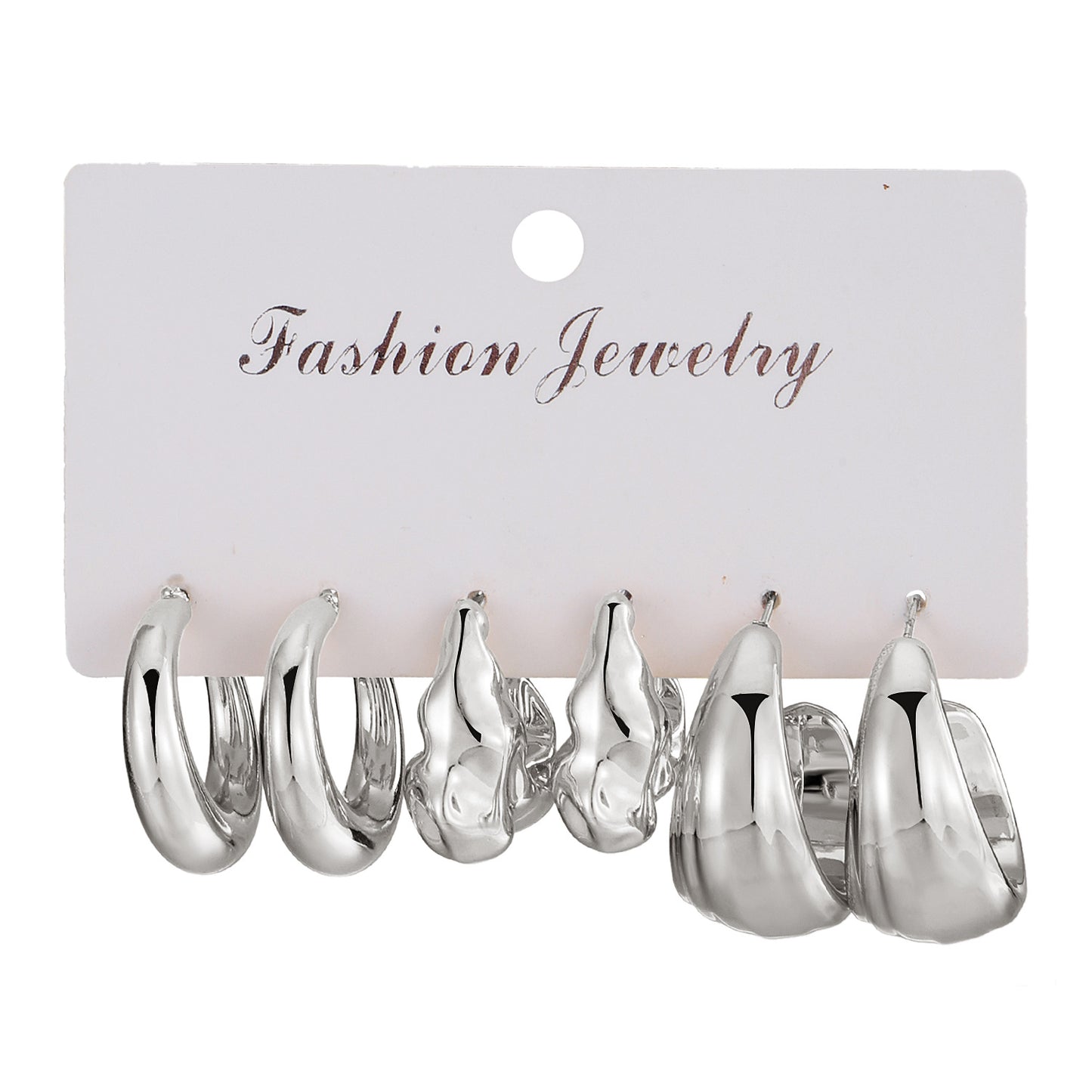 Type Irregular Card Set White Gold Color Earrings