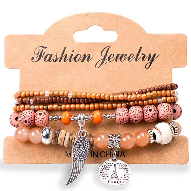 Bohemian Beads Wings Tower Elastic String Ethnic Bracelets