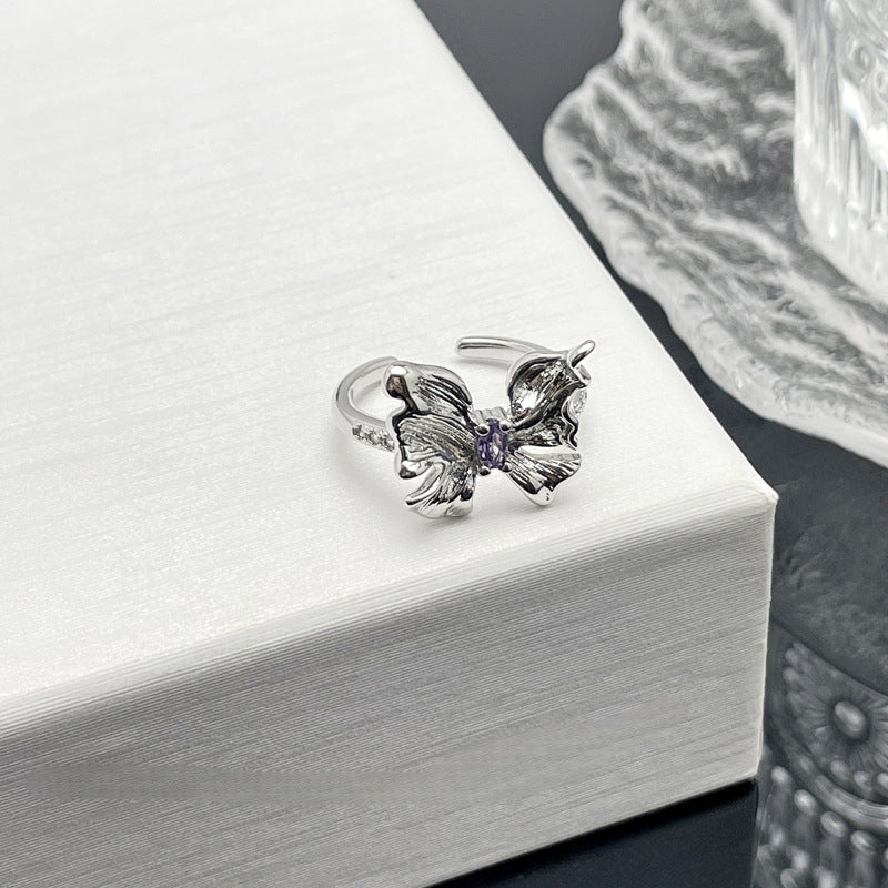 High-grade Brushed Butterfly Horse Eye Purple Rings