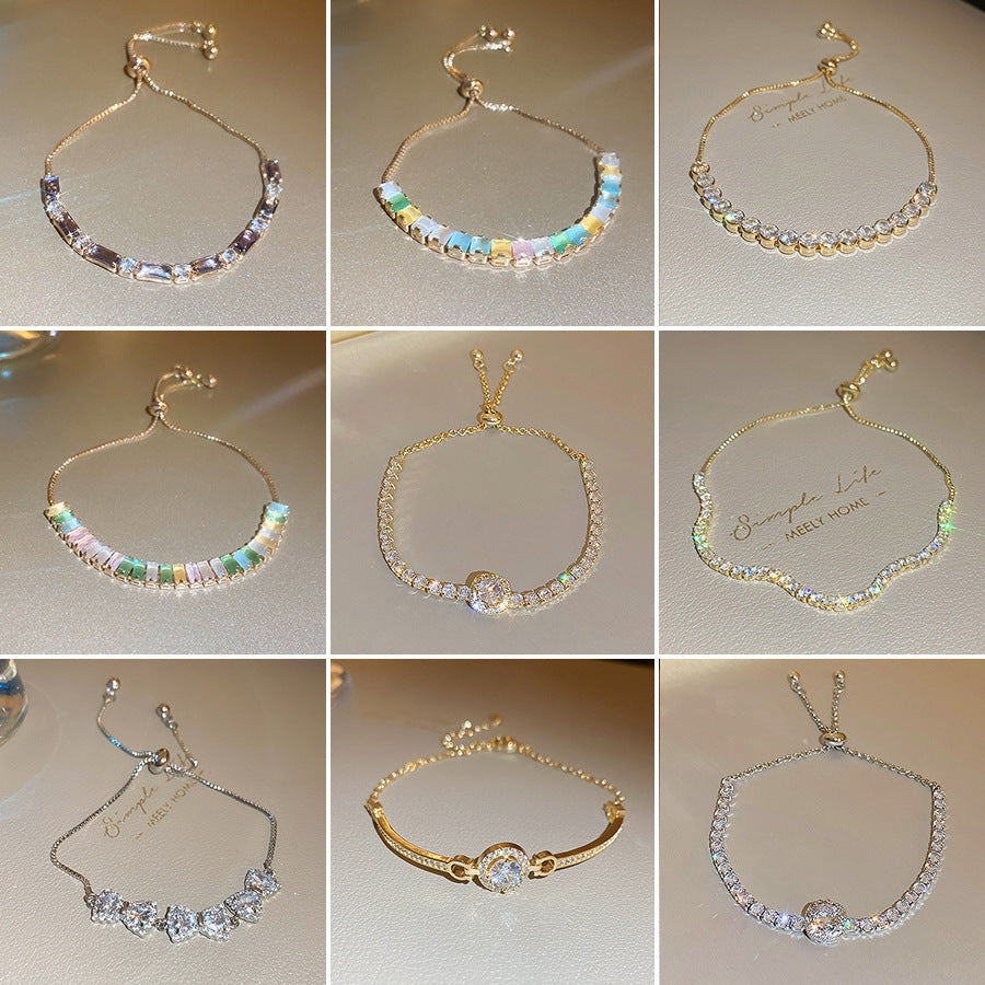 Women's Colorful Zircon Minority Simple Design Fashion Bracelets