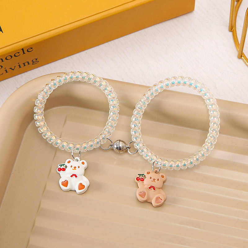 Bear Spaceman Telephone Line Couple Hair Bracelets