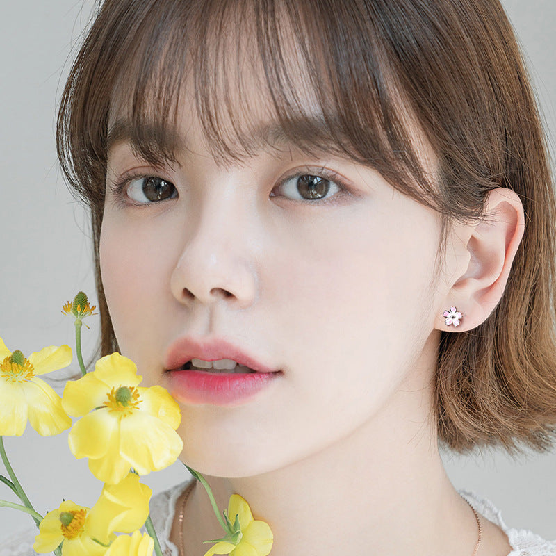 Sier Small Flower Ear Young Personalized Fresh Earrings