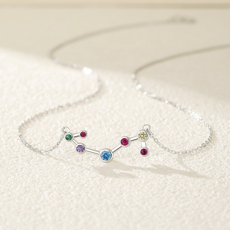 Women's Twee Constellation Zircon Sterling Sier Scorpio Design Three-dimensional Necklaces
