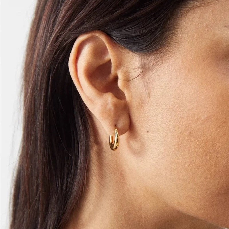 Basic Style Sterling Sier Glossy Small Earrings