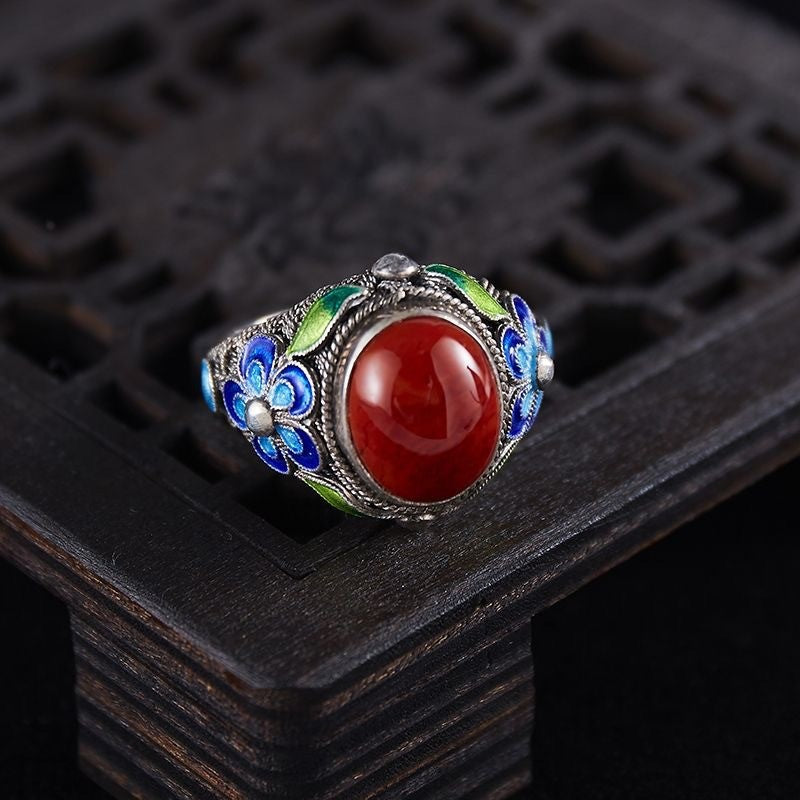 Women's & Men's Gold Vintage Ethnic Style Enamel National Rings