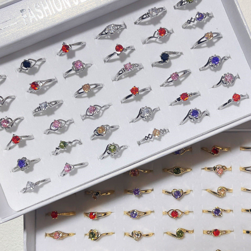 Simple Fashion Zircon Female Romantic Diamond Proposal High Rings