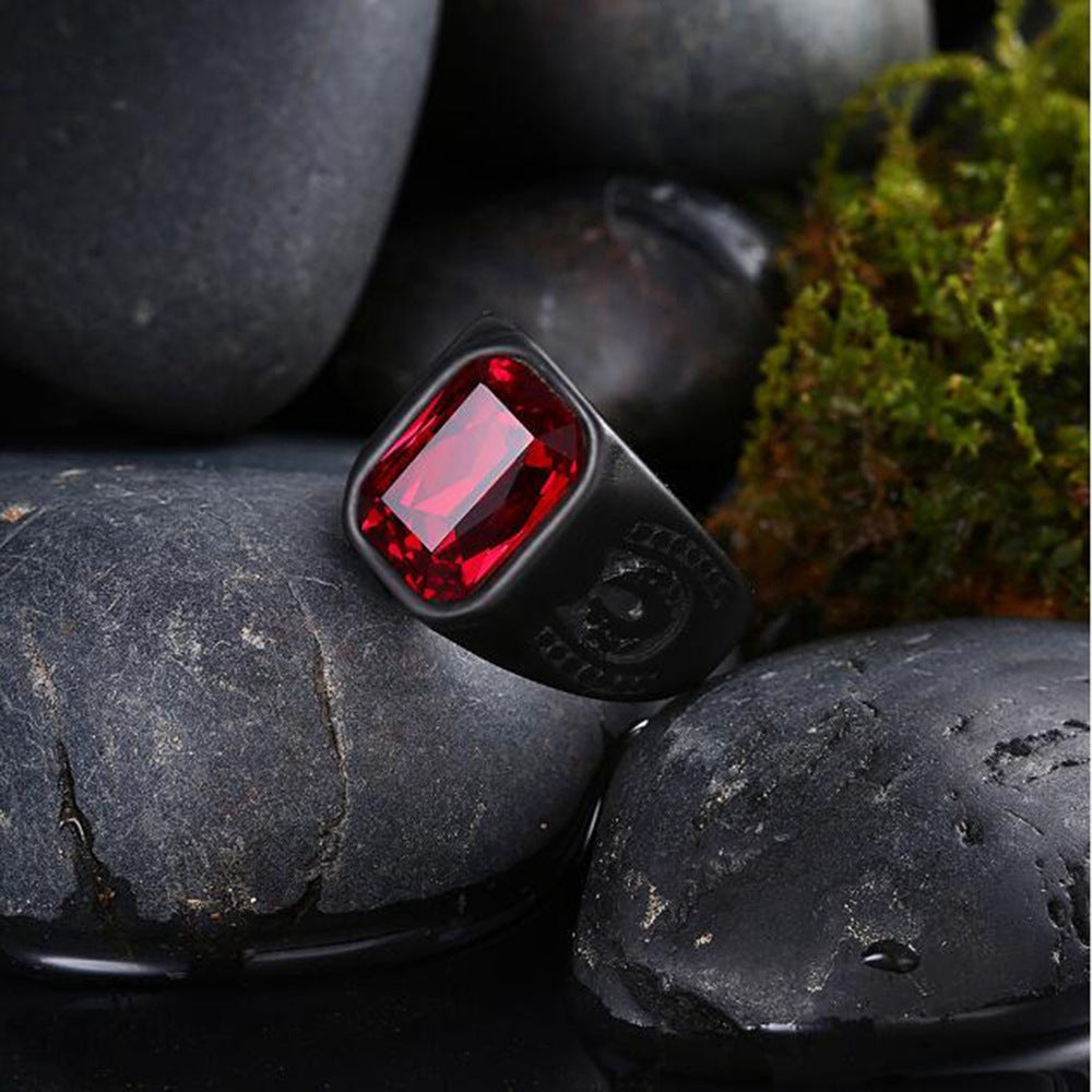 Men's Personality Fashion Ruby Hip Hop Punk Rings