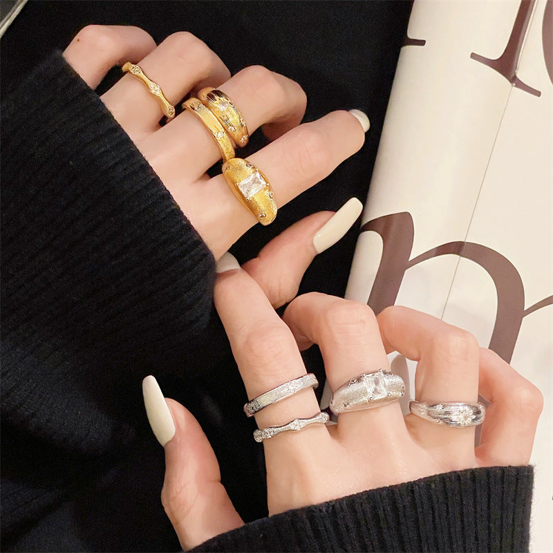Brushed Advanced Texture Vintage Open Design Light Rings