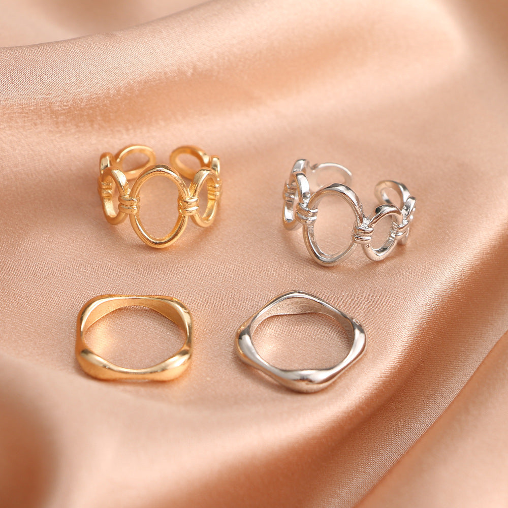 Fashion Simple Hollow Alloy Irregular Design Rings