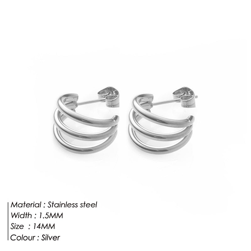 Pretty Curved Shaped Stainless Steel Petite Earrings