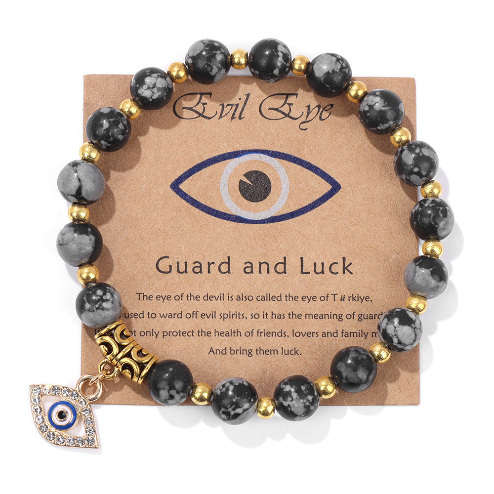 Women's Diamond Eye Elbow Gold Spacer Beads Bracelets