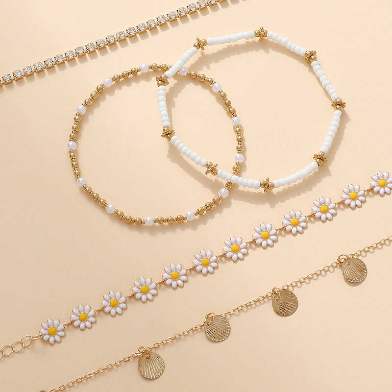 Vacation Bohemian Style Sunflower Small Golden Bracelets
