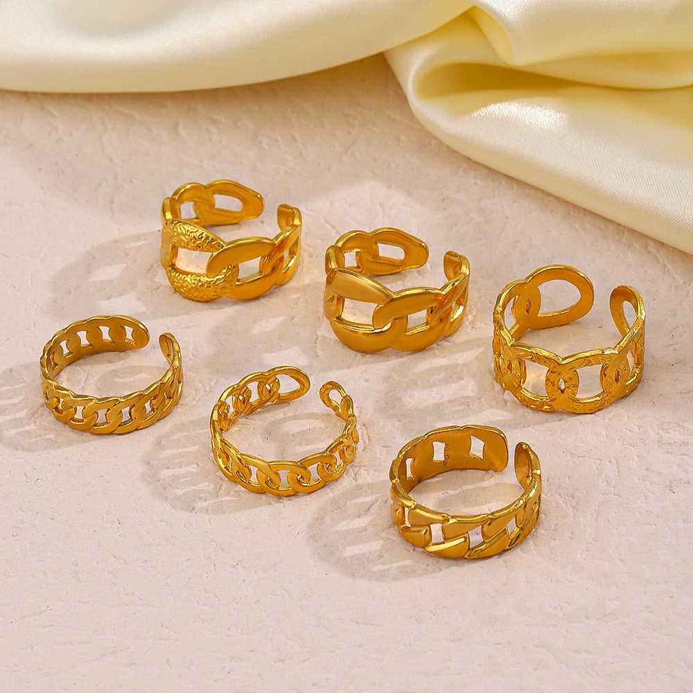 Stainless Steel Chain Stylish Opening Adjustable Rings